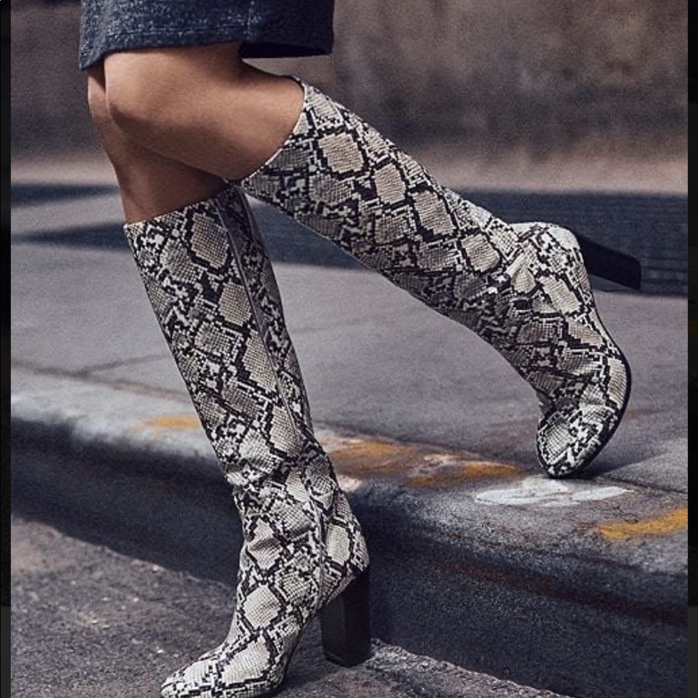 Kenneth Cole New York Snake Print Block Heel Boots